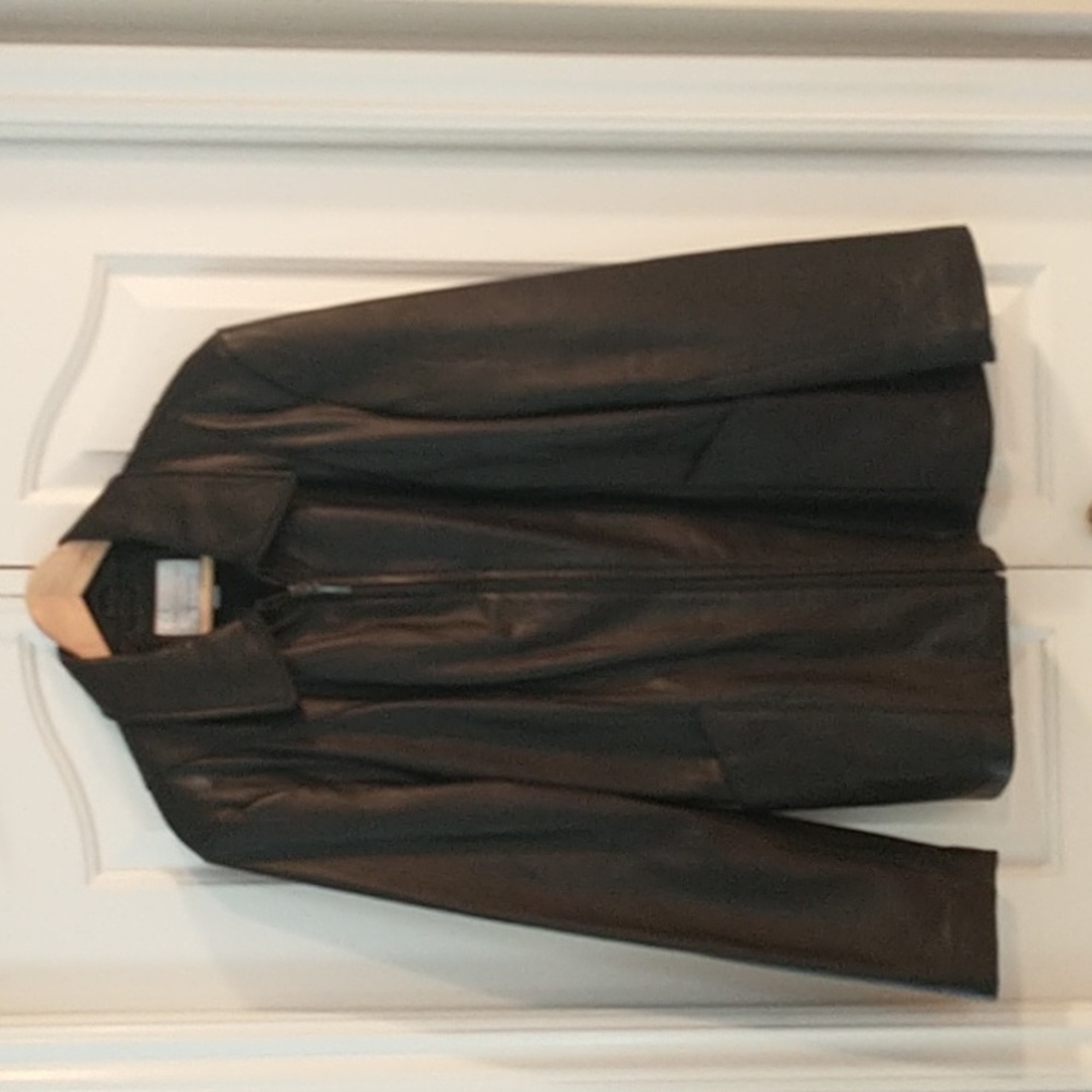 Genuine Lambskin Women’s Full Zip Front Pockets Luxury Black Jacket size XL